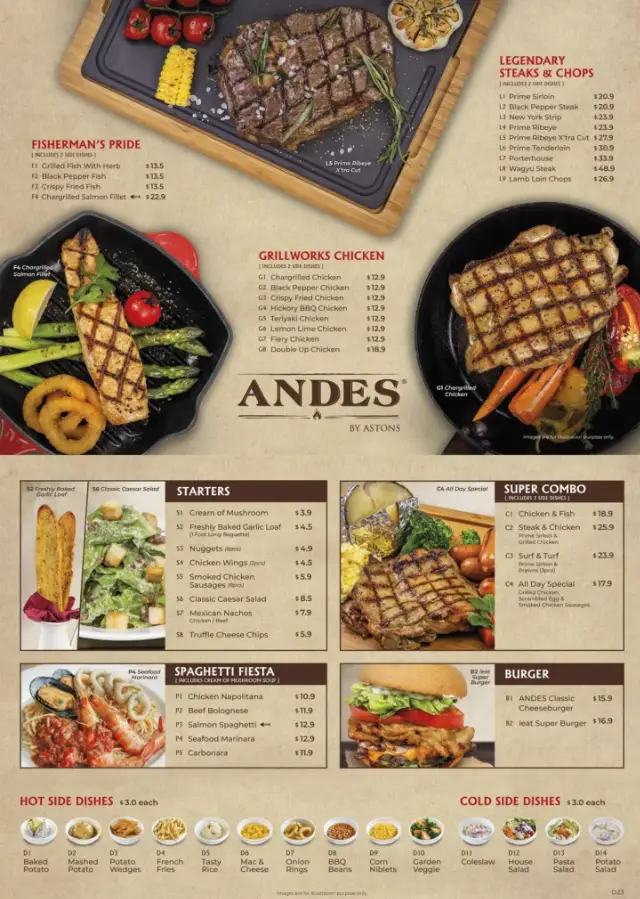 ANDES BY ASTONS MENU