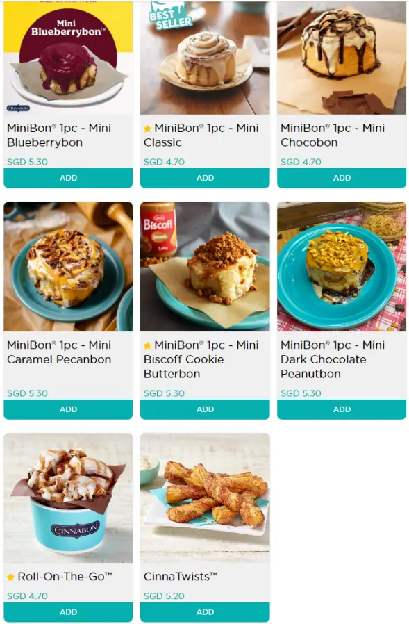 CINNABON MENU  