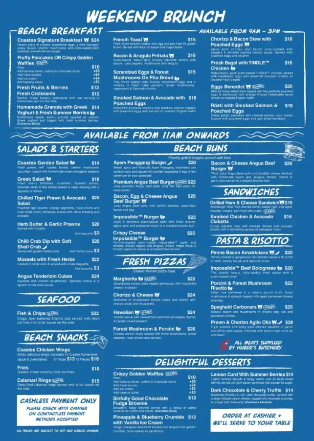 COASTES MENU SINGAPORE