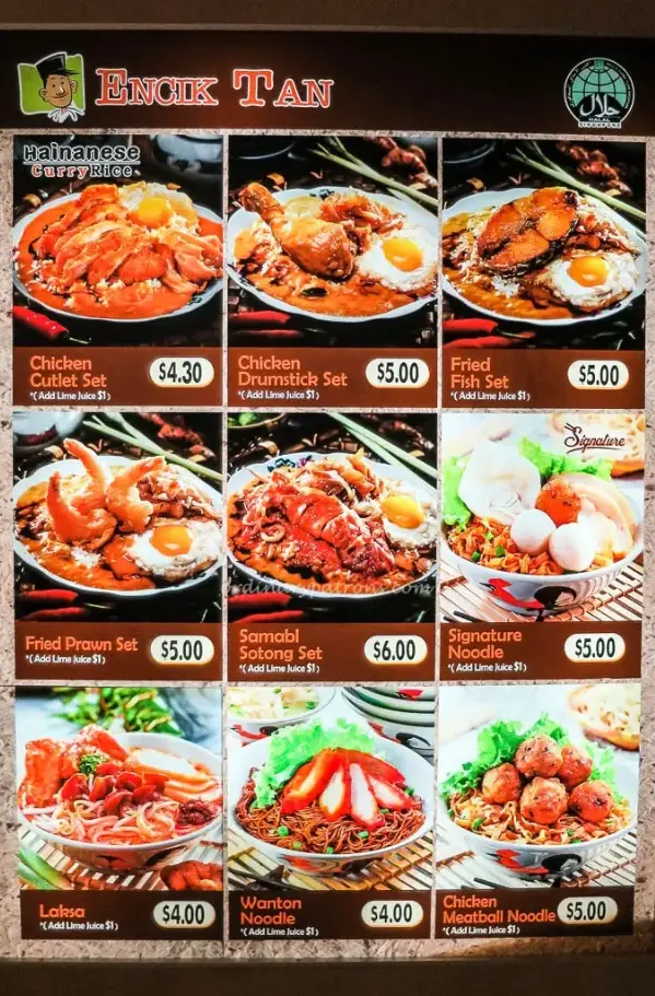 ENCIK TAN MENU SINGAPORE