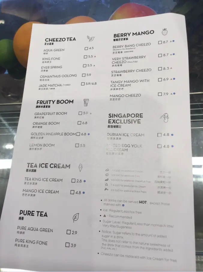 HEYTEA MENU SINGAPORE