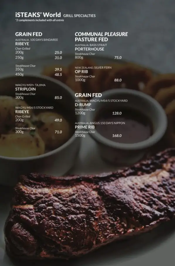 ISTEAKS MENU SINGAPORE