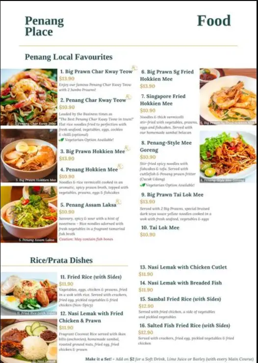 PENANG PLACE MENU SINGAPORE