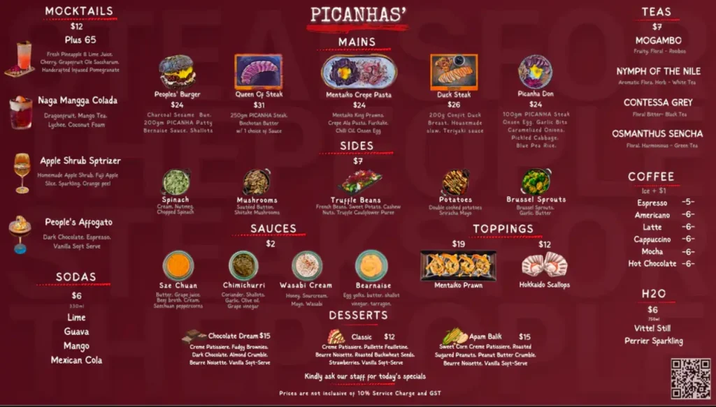 PICANHAS’ MENU SINGAPORE