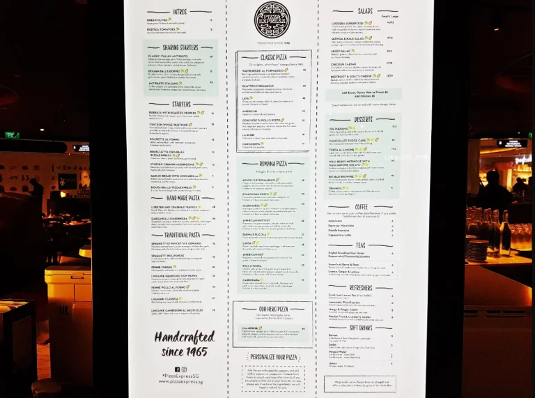 PIZZA EXPRESS MENU