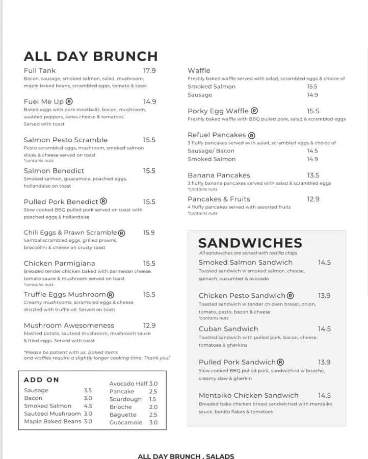 REFUEL CAFE MENU