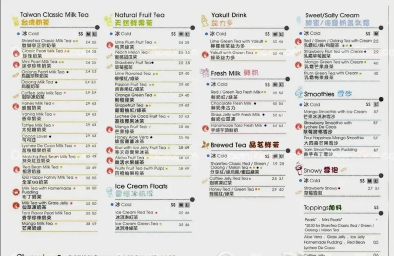 SHARETEA MENU