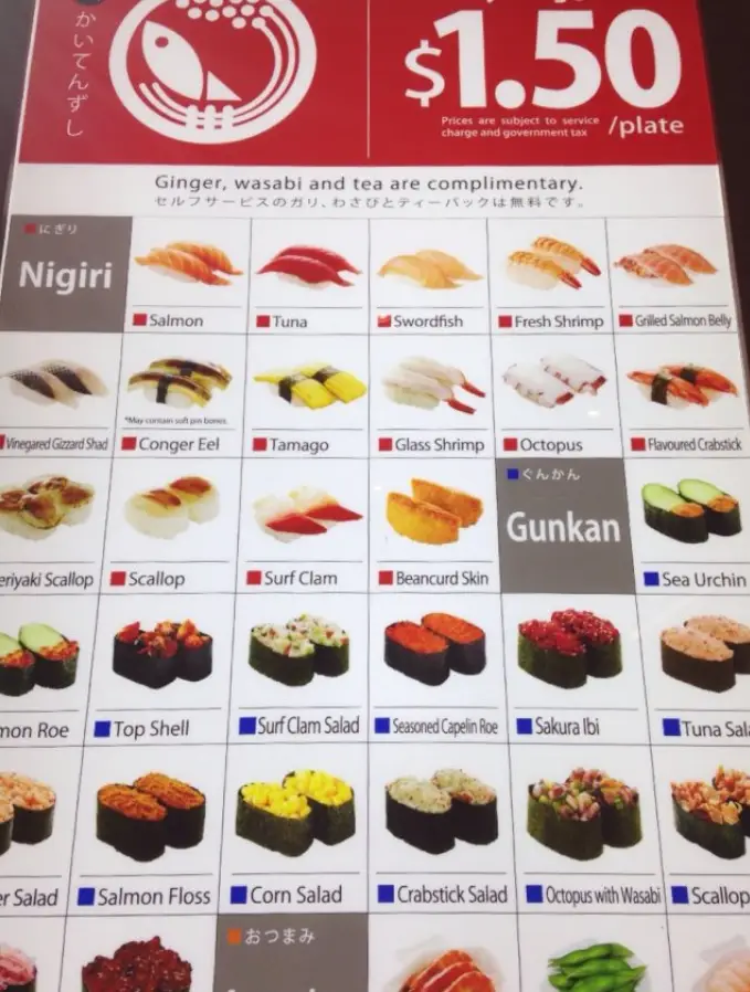 SUSHI EXPRESS MENU SINGAPORE