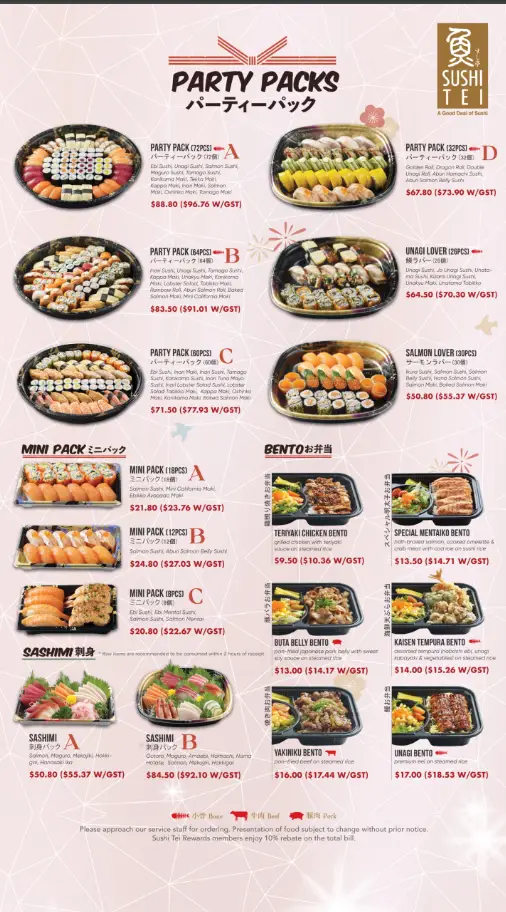 SUSHI TEI MENU SINGAPORE