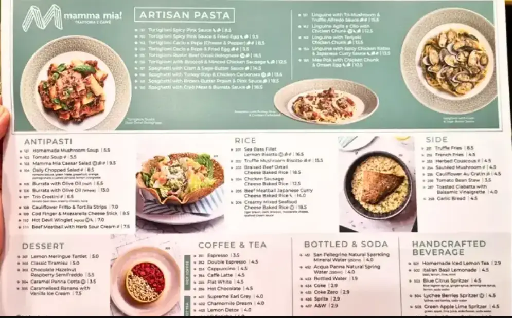 MAMMA MIA MENU SINGAPORE