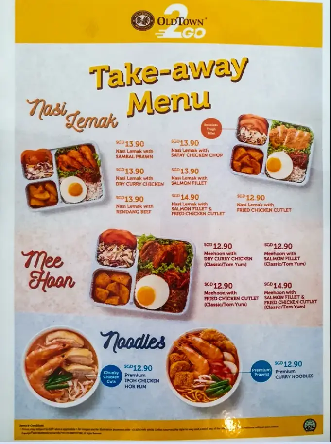 OLDTOWN WHITE COFFEE MENU SINGAPORE