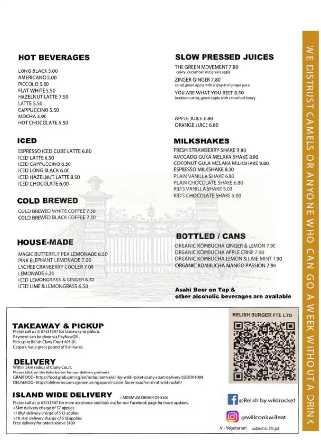 RELISH MENU SINGAPORE