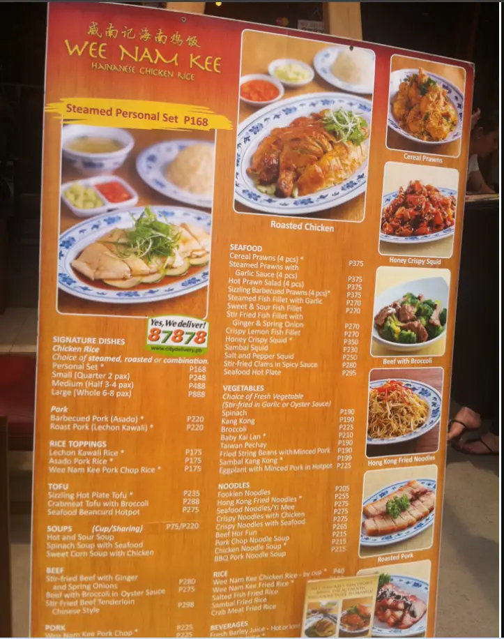 WEE NAM KEE MENU SINGAPORE