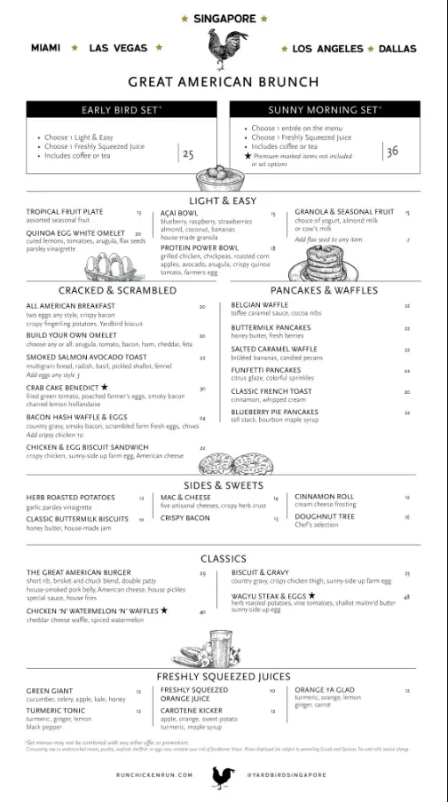 YARDBIRD MENU SINGAPORE