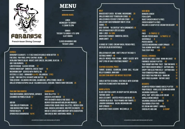 FARANGSE MENU