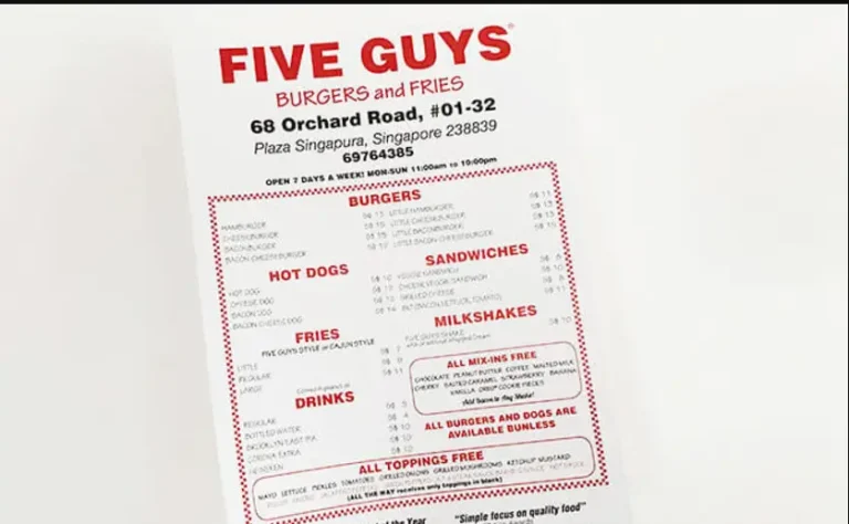 FIVE GUYS MENU