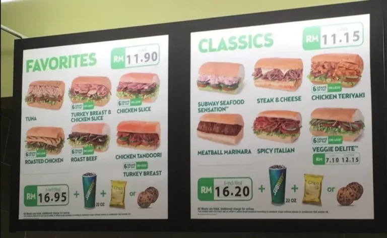 SUBWAY MENU SINGAPORE